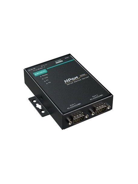 Moxa (NPort 5250A w/o ADP) 2-port RS-232/422/485 device server without adapter, 0 to 60°C operating temperature Moxa (NPort 5250A w/o ADP) 2-port RS-232/422/485 device server without adapter, 0 to 60°C operating temperature