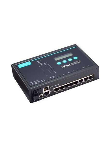 Moxa (NPort 5650-8-DT-J w/o adaptor) 8-port RS-232/422/485 desktop device server with RJ45 connectors and 48 VDC power input, without adapter