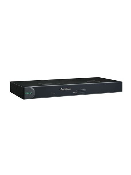 Moxa (NPort 5650-8-HV-T) 8-port RS-232/422/485 rackmount device server with RJ45 connectors and 88 to 300 VDC power input, -40 to 85°C operating temperature