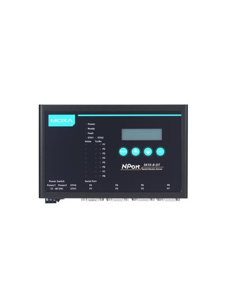 Moxa (NPort 5650I-8-DT-T) 8-port RS-232/422/485 desktop device server with DB9 male connectors and 2 KV isolation, -40 to 75°C operating temperature 2 Moxa (NPort 5650I-8-DT-T) 8-port RS-232/422/485 desktop device server with DB9 male connectors and 2 KV isolation, -40 to 75°C operating temperature 2