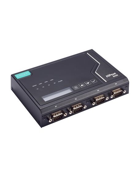 Moxa (NPort 6450-2TX-G2) 2nd Gen 4-port RS-232/422/485 secure terminal server with 2 RJ45 100M LAN ports, -10 to 60°C operating temperature