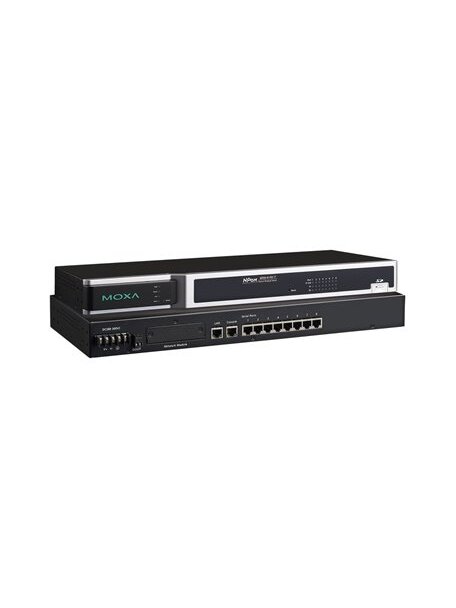Moxa (NPort 6650-8-HV-T) 8-port RS-232/422/485 to Ethernet secure terminal server, 88 to 300 VDC power input, -40 to 85°C operating temperature
