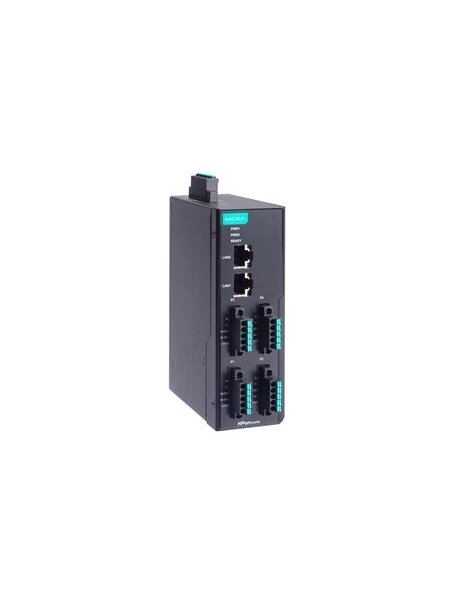 Moxa (NPort IA5450-TB-G2-T) 2nd Gen 4-port RS-232/422/485 DIN-rail serial device server with 2 RJ45 ports, 2 5-pin terminal blocks, -40 to 75°C operating temperature