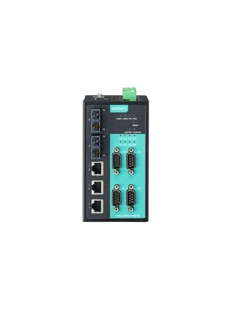 Moxa (NPort S8455I-MM-SC-T) 4 RS-232/422/485 ports, 3 10/100BaseT(X) ports, 2 100M multi-mode fiber ports with SC connector, 15 KV ESD, 12 to 48 VDC, -40 to 75°C operating temperature 2