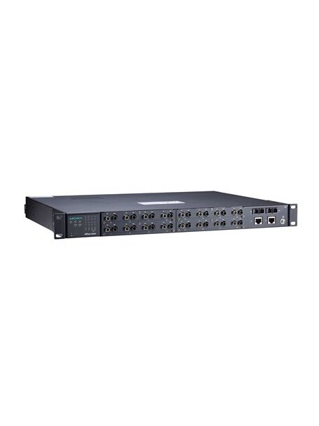 Moxa (NPort S9650I-16F-2HV-MSC-T) 16-port RS-232/422/485 rugged device server with multi-mode ST connectors on the serial ports, 2 10/100BaseT(X) ports with IEEE 1588v2 support, 88 to 300 VDC or 85 to 264 VAC, -40 to 85°C operating temperature, with 2-por Moxa (NPort S9650I-16F-2HV-MSC-T) 16-port RS-232/422/485 rugged device server with multi-mode ST connectors on the serial ports, 2 10/100BaseT(X) ports with IEEE 1588v2 support, 88 to 300 VDC or 85 to 264 VAC, -40 to 85°C operating temperature, with 2-por