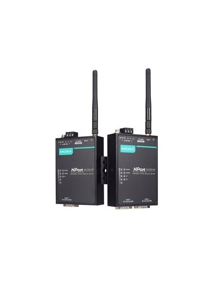 Moxa (NPort W2250A-W4-EU) 2-port RS-232/422/485 wireless device server with 802.11a/b/g/n WLAN EU band, EU plug. 12 to 48 VDC, 0 to 55°C operating temperature 1 Moxa (NPort W2250A-W4-EU) 2-port RS-232/422/485 wireless device server with 802.11a/b/g/n WLAN EU band, EU plug. 12 to 48 VDC, 0 to 55°C operating temperature 1
