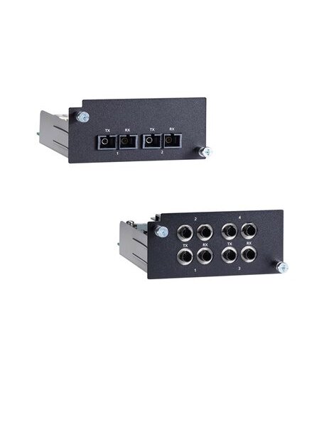 Moxa (PM-7500-2MSC) Fast Ethernet module with 2 100BaseFX multi-mode ports with SC connectors, compliant with IEC 61850-3, -40 to 85°C operating temperature 1