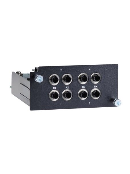 Moxa (PM-7500-4MST) Fast Ethernet module with 4 100BaseFX multi-mode ports with ST connectors, compliant with IEC 61850-3, -40 to 85°C operating temperature Moxa (PM-7500-4MST) Fast Ethernet module with 4 100BaseFX multi-mode ports with ST connectors, compliant with IEC 61850-3, -40 to 85°C operating temperature