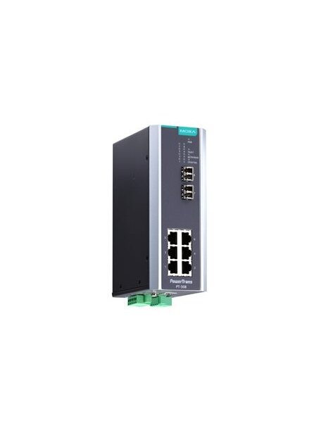Moxa (PT-508-MM-LC-48) IEC 61850-3 managed DIN-Rail Ethernet switch, with 6 10/100BaseT(X) ports, and 2 100BaseFX multi-mode ports with LC connectors, 1 isolated power supply (48 VDC), -40 to 85°C operating temperature Moxa (PT-508-MM-LC-48) IEC 61850-3 managed DIN-Rail Ethernet switch, with 6 10/100BaseT(X) ports, and 2 100BaseFX multi-mode ports with LC connectors, 1 isolated power supply (48 VDC), -40 to 85°C operating temperature
