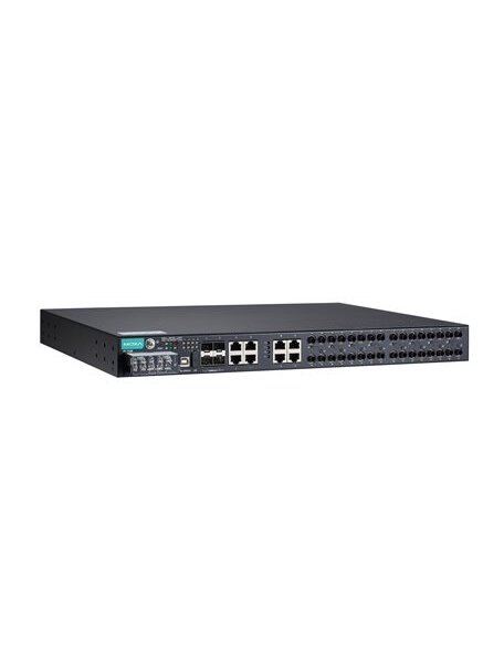 Moxa (PT-7528-16MST-8TX-4GSFP-WV) IEC 61850-3 managed rackmount Ethernet switch with 16 100BaseFX ports (MST), 8 10/100BaseT(X) ports, and 4 1000BaseSFP ports, for a total of up to 28 ports, 1 isolated power supply (18 to 72 VDC), -40 to 85°C operating te