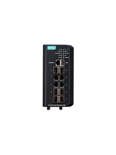 Moxa (PT-G510-8GSFP-PHR-WV) IEC 61850-3 and IEC 62439-3 full Gigabit managed Ethernet switch with 10 100/1000Base SFP ports, isolated dual power supply (24/48 VDC), -40 to 75°C operating temperature 2 Moxa (PT-G510-8GSFP-PHR-WV) IEC 61850-3 and IEC 62439-3 full Gigabit managed Ethernet switch with 10 100/1000Base SFP ports, isolated dual power supply (24/48 VDC), -40 to 75°C operating temperature 2