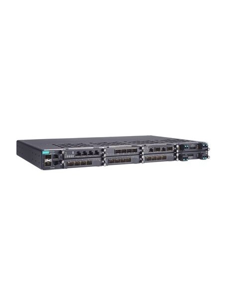 Moxa (PT-G7828) Layer 3 modular managed Ethernet switch with 2 100/1000BaseSFP and 2 10/100/1000BaseT(X), 6 slots for Ethernet modules and 2 slots for power modules, for a maximum of 28G ports total Moxa (PT-G7828) Layer 3 modular managed Ethernet switch with 2 100/1000BaseSFP and 2 10/100/1000BaseT(X), 6 slots for Ethernet modules and 2 slots for power modules, for a maximum of 28G ports total