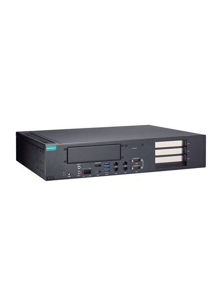 Moxa (RKP-C220-C9-T) Rackmount 2U computer with Intel® Core™ i9-13900TE processor, 4 LAN ports, 2 serial ports, 4 DIs, 4 DOs, 3 USB 3.0 ports, 1 HDMI port, 1 DisplayPort, 2 SSD slots, 1 M.2 M Key 2280 slot, 2 M.2 M Key 2242 slots, 100 to 240 VAC power inp