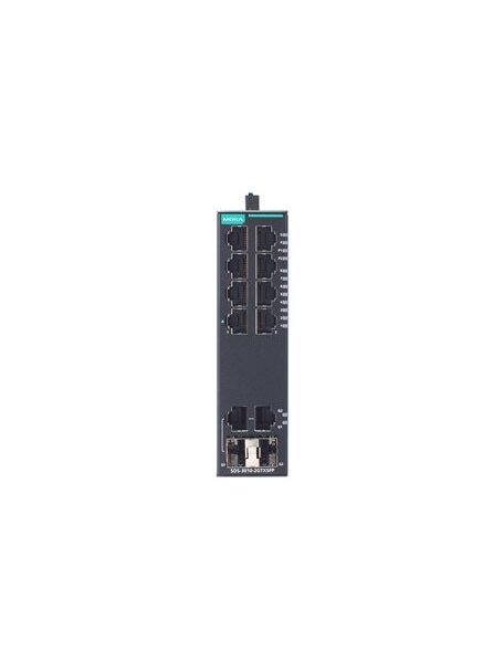 Moxa (SDS-3010-2GTXSFP-T) Compact industrial smart Ethernet switch with 8 10/100BaseT(X) ports, 2 10/100/1000BaseT(X) or 100/1000BaseSFP combo ports, dual 12/24/48 VDC power inputs, -40 to 75°C operating temperature 2 Moxa (SDS-3010-2GTXSFP-T) Compact industrial smart Ethernet switch with 8 10/100BaseT(X) ports, 2 10/100/1000BaseT(X) or 100/1000BaseSFP combo ports, dual 12/24/48 VDC power inputs, -40 to 75°C operating temperature 2