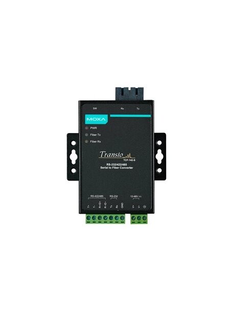 Moxa (TCF-142-M-ST-T) RS-232/422/485 to multi-mode optical fiber media converter with fiber ring support and ST connector, -40 to 75°C operating temperature 2