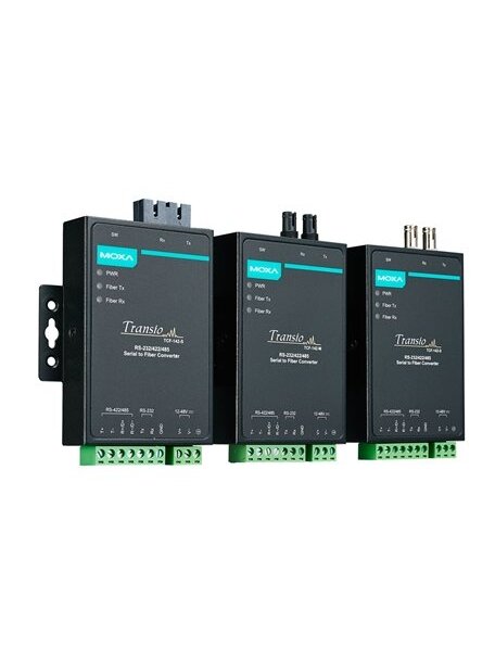 Moxa (TCF-142-S-ST) RS-232/422/485 to single-mode optical fiber media converter with fiber ring support and ST connector, 0 to 60°C operating temperature 1