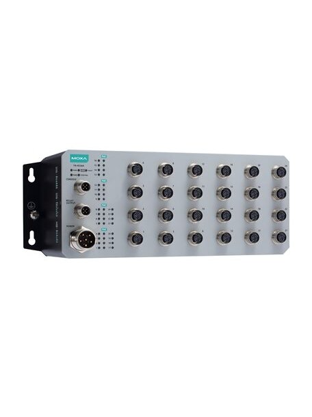 Moxa (TN-4516A-12PoE-2GPoE-2GODC-WV-CT-T) 12 PoE 10/100BaseT(X) ports with M12 connector, 2 PoE 10/100/1000BaseT(X) ports with M12 connector, 2 1000BaseLSX fiber optic ports with Q-ODC® interface, 1 (dual input) 24 to 110 VDC power supply, -40 to 75°C ope 3