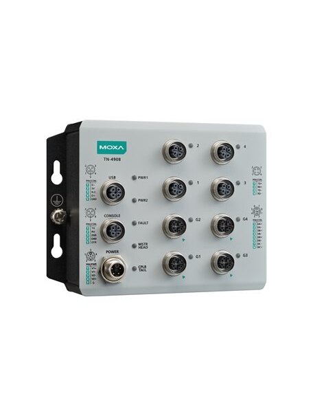 Moxa (TN-4908-4GTX-WV-CT-T) Industrial secure router with 4 Fast Ethernet ports, 4 Gigabit Ethernet ports, 24 to 110 VDC power input, IP40, -40 to 70°C operating temperature, conformal coating Moxa (TN-4908-4GTX-WV-CT-T) Industrial secure router with 4 Fast Ethernet ports, 4 Gigabit Ethernet ports, 24 to 110 VDC power input, IP40, -40 to 70°C operating temperature, conformal coating