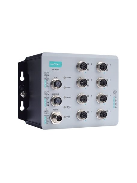 Moxa (TN-4908-8GTX-WV-CT-T) Industrial secure router with 8 Gigabit Ethernet ports, 24 to 110 VDC power input, IP40, -40 to 70°C operating temperature, conformal coating Moxa (TN-4908-8GTX-WV-CT-T) Industrial secure router with 8 Gigabit Ethernet ports, 24 to 110 VDC power input, IP40, -40 to 70°C operating temperature, conformal coating