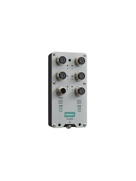 Moxa (TN-5308A-8PoE-WV-T) EN 50155 unmanaged Ethernet switch with 8 10/100BaseT(X) PoE ports, M12 connector, single power input, 24 to 110 VDC, -40 to 70°C operating temperature 3