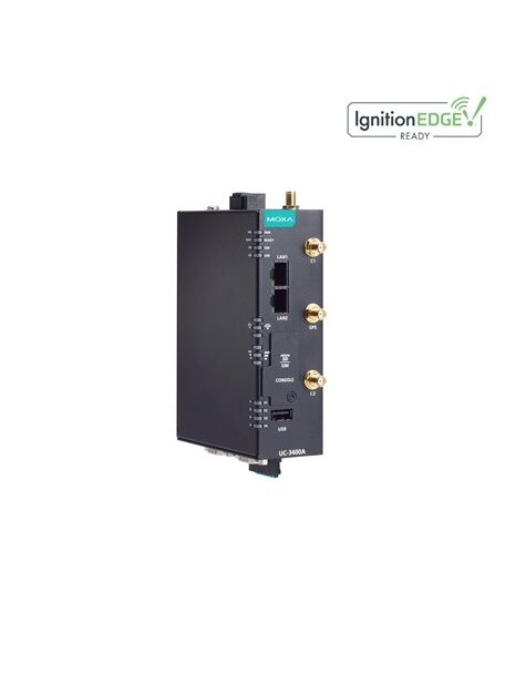 Moxa (UC-3420A-T-LTE) Arm® Cortex®-A53 quad-core 64-bit 1.4 GHz industrial computer with 2 Ethernet ports, 2 RS-232/422/485 serial ports, 1 USB 2.0 port, built-in LTE Cat. 4 module, 9 to 48 VDC, TPM v2.0 module, Moxa Industrial Linux (Debian 11, kernel 5. 1 Moxa (UC-3420A-T-LTE) Arm® Cortex®-A53 quad-core 64-bit 1.4 GHz industrial computer with 2 Ethernet ports, 2 RS-232/422/485 serial ports, 1 USB 2.0 port, built-in LTE Cat. 4 module, 9 to 48 VDC, TPM v2.0 module, Moxa Industrial Linux (Debian 11, kernel 5. 1