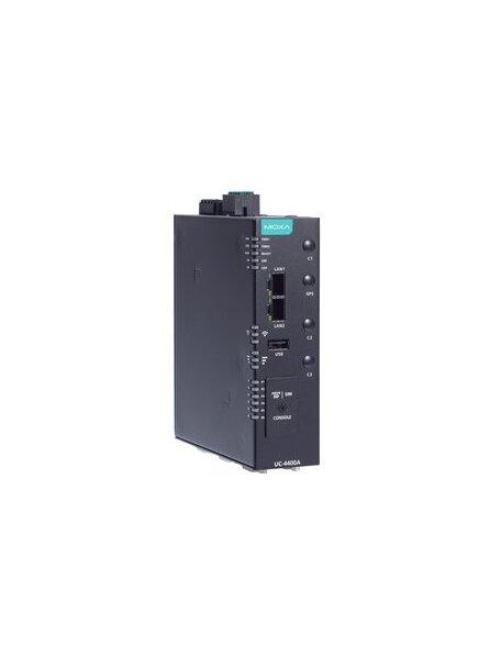 Moxa (UC-4410A-T) Arm Cortex-A53 quad-core 1.6 GHz industrial computer with 2 Ethernet ports, 2 serial ports, 1 CAN port, 4 DIs, 4 DOs, -40 to 75°C operating temperature Moxa (UC-4410A-T) Arm Cortex-A53 quad-core 1.6 GHz industrial computer with 2 Ethernet ports, 2 serial ports, 1 CAN port, 4 DIs, 4 DOs, -40 to 75°C operating temperature