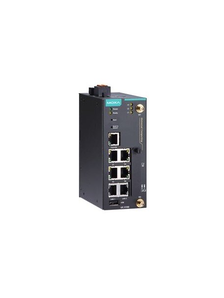 Moxa (UC-5111-T-LX) Arm-based industrial computing platform with Cortex-A8 1 GHz CPU, 4 serial ports, 2 Ethernet ports, 1 SD slot, 2 CAN ports, 4 DIs, 4 DOs, 1 USB port, -40 to 85°C operating temperature range 2