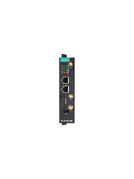 Moxa (UC-8112A-ME-T-LX) Arm-based DIN-rail industrial computer with 2 Ethernet ports, 2 serial ports, 1 Mini PCIe slot for Wi-Fi or LTE, -40 to 75°C operating temperature 1