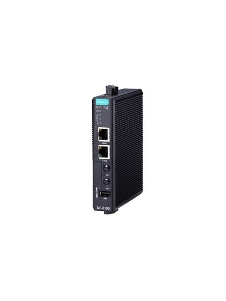 Moxa (UC-8132-LX) Arm-based wireless-enabled DIN-rail industrial computer with 300 MHz CPU, 2 Ethernet ports, 2 serial ports, 1 Mini PCIe slot 2