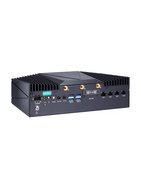 Moxa (V2403C-KL1-T) x86 computer with Intel® 7th Gen Celeron® 3965U 2.2 GHz processor, 4 GbE ports, 4 COM ports, 4 DIs, 4 DOs, 1 HDMI/DP port, 1 mSATA slot, 2 2.5" SSD/HDD slots, 2 mPCIe slots, 4 USB ports, 12 to 48 VDC, -40 to 70°C operating temperature Moxa (V2403C-KL1-T) x86 computer with Intel® 7th Gen Celeron® 3965U 2.2 GHz processor, 4 GbE ports, 4 COM ports, 4 DIs, 4 DOs, 1 HDMI/DP port, 1 mSATA slot, 2 2.5" SSD/HDD slots, 2 mPCIe slots, 4 USB ports, 12 to 48 VDC, -40 to 70°C operating temperature