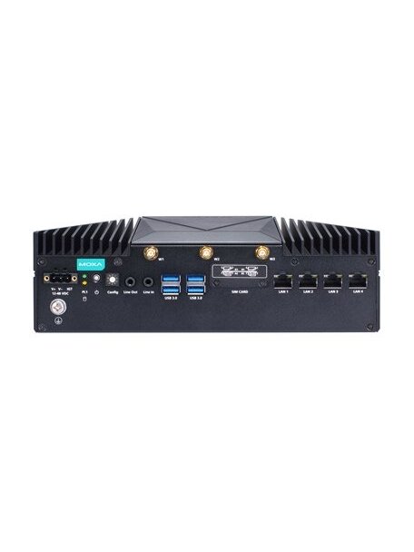 Moxa (V2403C-KL5-T) x86 computer with Intel® 7th Gen Core™ i5-7300U 3.5 GHz processor, 4 GbE ports, 4 COM ports, 4 DIs, 4 DOs, 1 HDMI/DP port, 1 mSATA slot, 2 2.5" SSD/HDD slots, 2 mPCIe slots, 4 USB ports, 12 to 48 VDC, -40 to 70°C operating temperature 2 Moxa (V2403C-KL5-T) x86 computer with Intel® 7th Gen Core™ i5-7300U 3.5 GHz processor, 4 GbE ports, 4 COM ports, 4 DIs, 4 DOs, 1 HDMI/DP port, 1 mSATA slot, 2 2.5" SSD/HDD slots, 2 mPCIe slots, 4 USB ports, 12 to 48 VDC, -40 to 70°C operating temperature 2