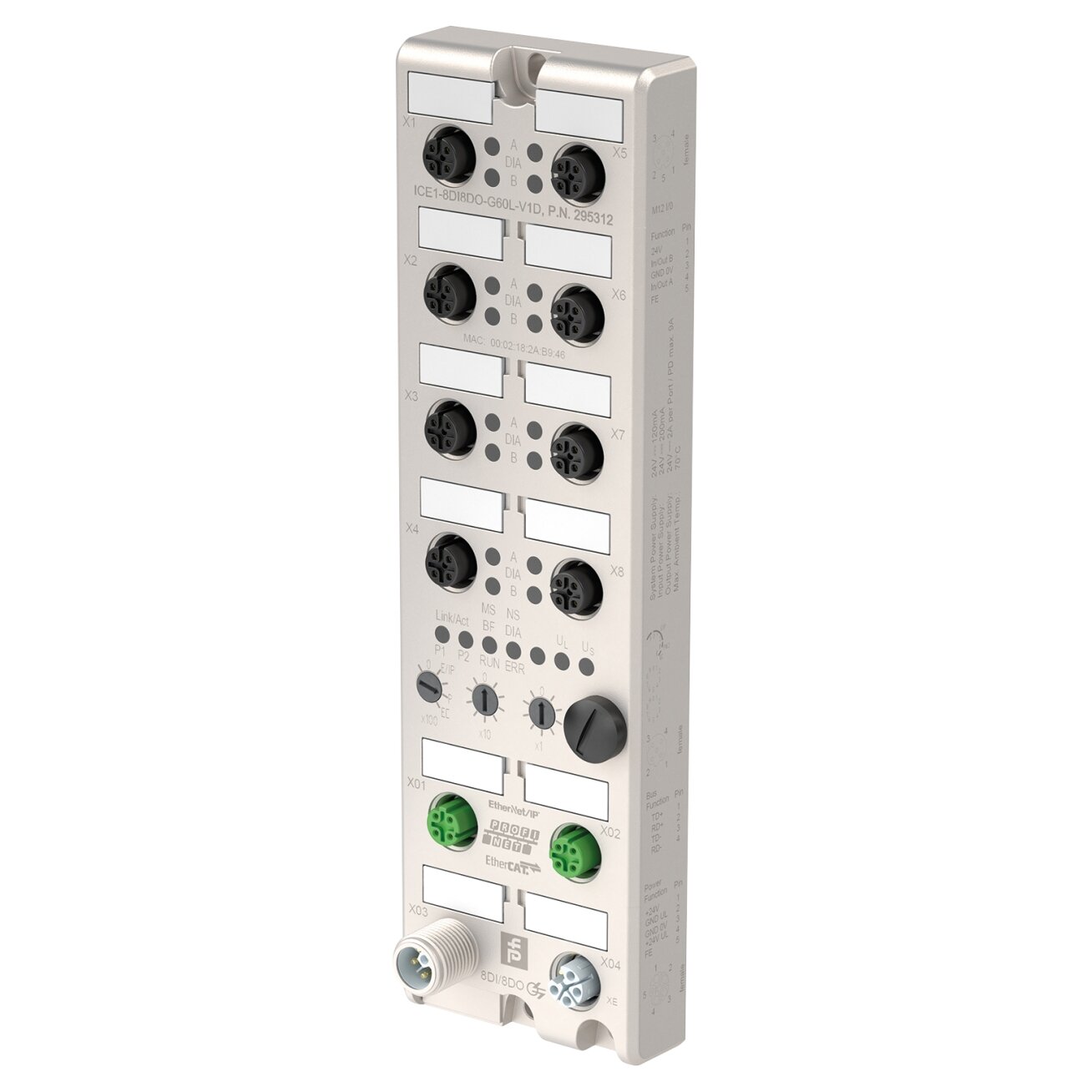 Pepperl+Fuchs ICE1-16DI-G60L-V1D (295311) Ethernet lauko magistralės modulis