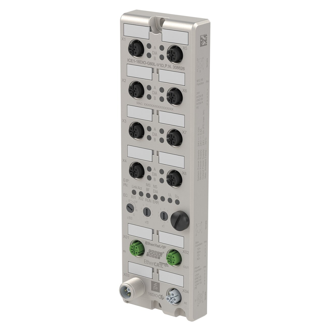 Pepperl+Fuchs ICE1-16DIO-G60L-V1D (308626) Ethernet lauko magistralės modulis