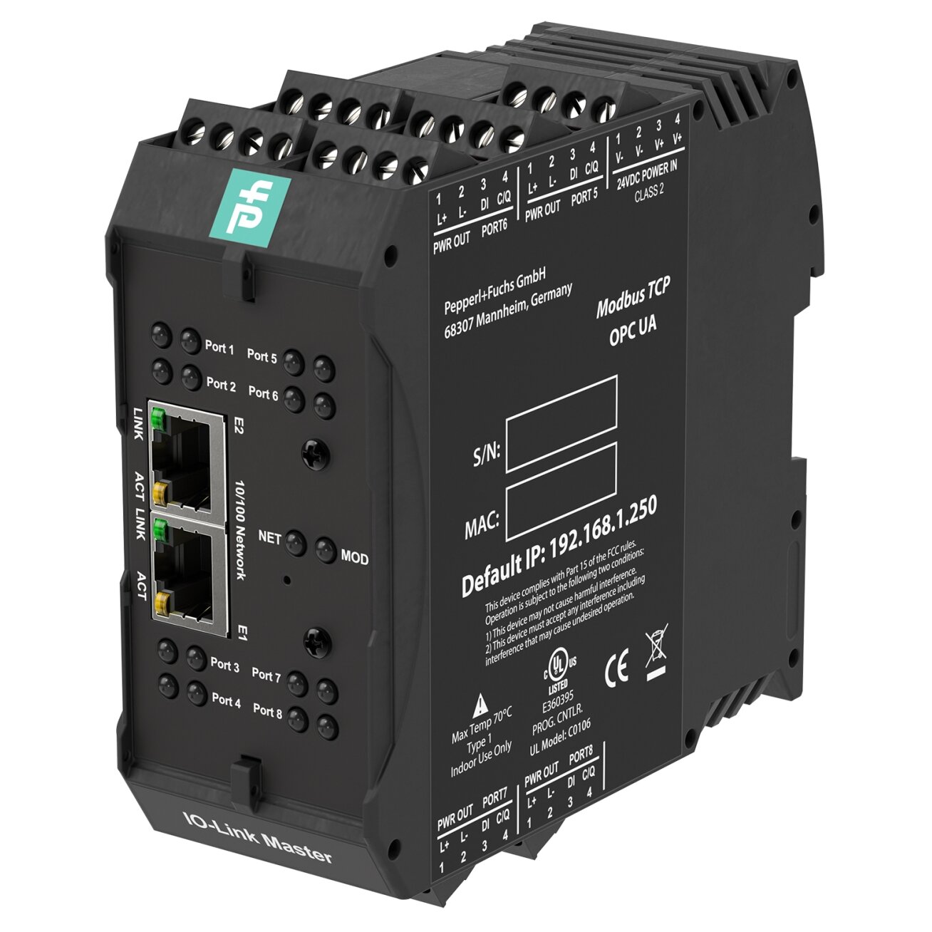 Pepperl+Fuchs ICE3-8IOL-K45S-RJ45 (70104878) PROFINET IO-Link pagrindinis valdiklis