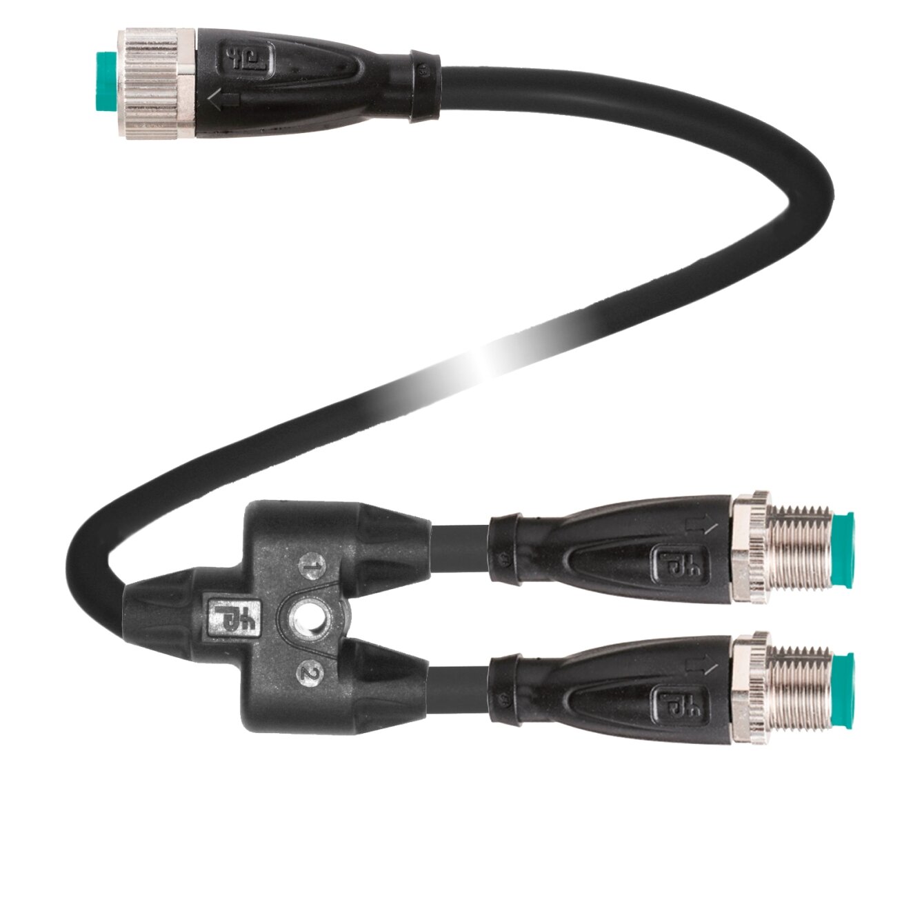 Pepperl+Fuchs V1S-G-BK0,3M-PUR-T-0,3M-V1-G-Y (70138424) Kabelis su Y formos šakotuvu