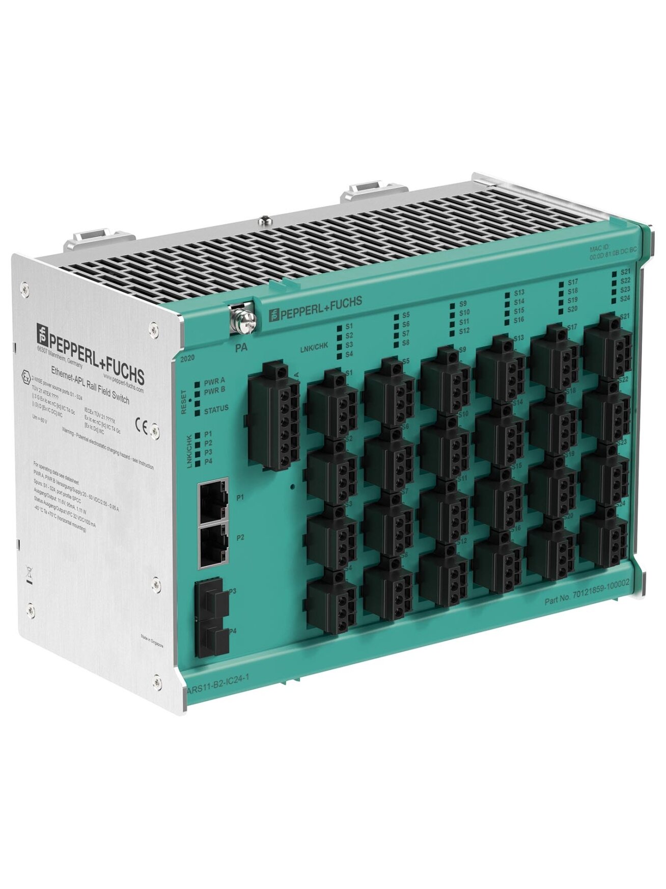 Pepperl+Fuchs ARS11-B2-IC24-1 (70121859-100002) Ethernet-APL rail field switch Pepperl+Fuchs ARS11-B2-IC24-1 (70121859-100002) Ethernet-APL rail field switch