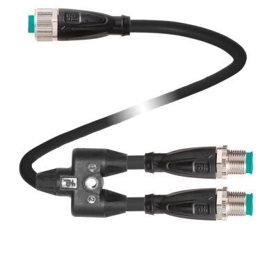 Pepperl+Fuchs V1S-G-BK0,3M-PUR-T-0,3M-V1-G-Y (70138424) Kabelis su Y formos šakotuvu